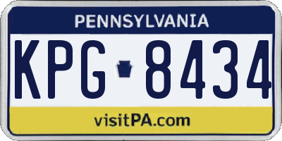 PA license plate KPG8434