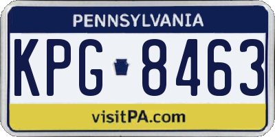 PA license plate KPG8463