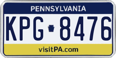 PA license plate KPG8476