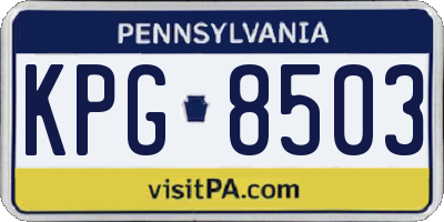 PA license plate KPG8503