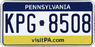 PA license plate KPG8508