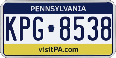 PA license plate KPG8538