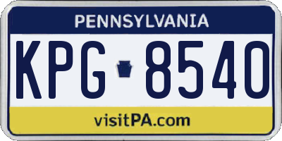 PA license plate KPG8540