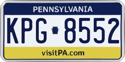 PA license plate KPG8552