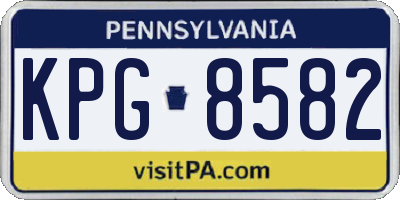 PA license plate KPG8582
