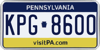 PA license plate KPG8600