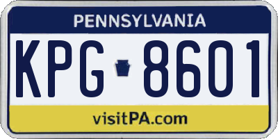 PA license plate KPG8601