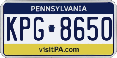 PA license plate KPG8650