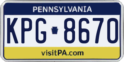 PA license plate KPG8670