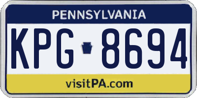 PA license plate KPG8694