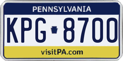PA license plate KPG8700