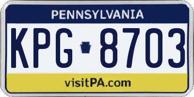 PA license plate KPG8703