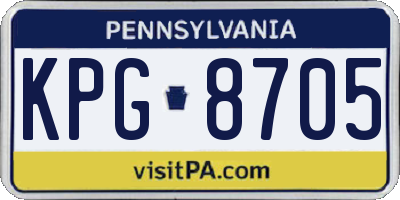 PA license plate KPG8705