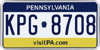 PA license plate KPG8708