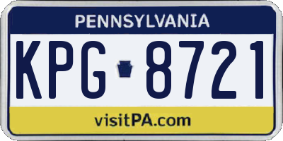 PA license plate KPG8721