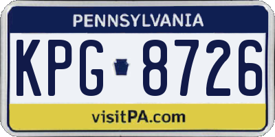 PA license plate KPG8726