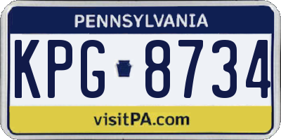 PA license plate KPG8734