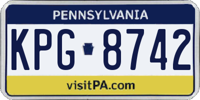 PA license plate KPG8742