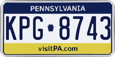 PA license plate KPG8743