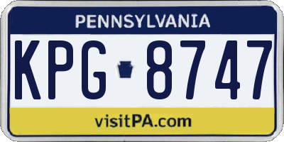 PA license plate KPG8747