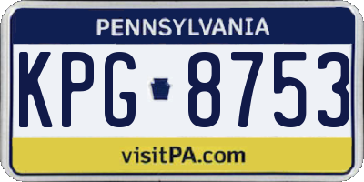 PA license plate KPG8753