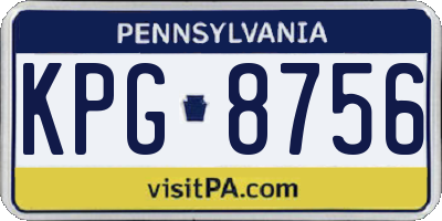PA license plate KPG8756