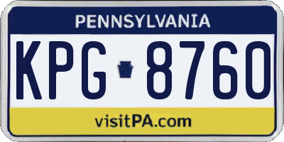 PA license plate KPG8760