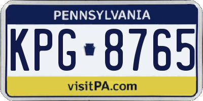 PA license plate KPG8765