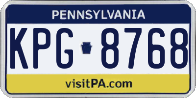 PA license plate KPG8768