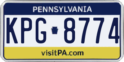 PA license plate KPG8774
