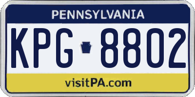 PA license plate KPG8802