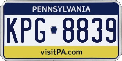 PA license plate KPG8839