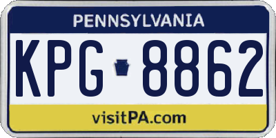 PA license plate KPG8862