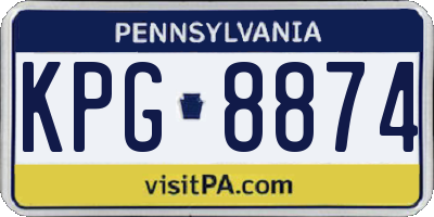 PA license plate KPG8874