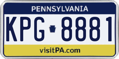 PA license plate KPG8881