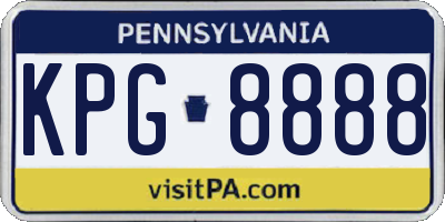 PA license plate KPG8888