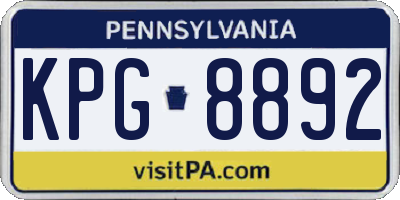 PA license plate KPG8892