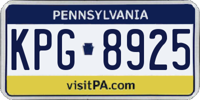 PA license plate KPG8925