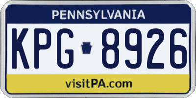 PA license plate KPG8926