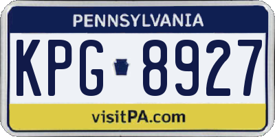 PA license plate KPG8927