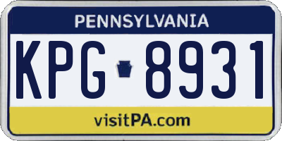 PA license plate KPG8931
