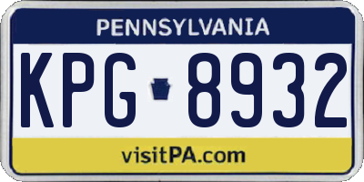 PA license plate KPG8932