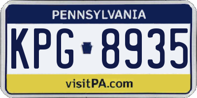 PA license plate KPG8935