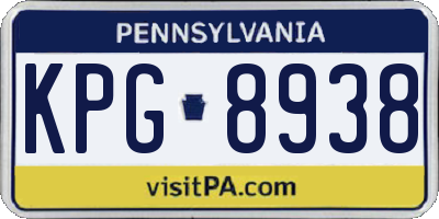 PA license plate KPG8938