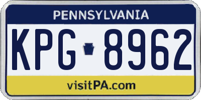 PA license plate KPG8962