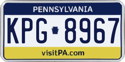 PA license plate KPG8967