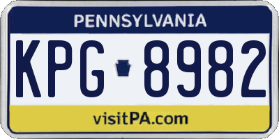 PA license plate KPG8982