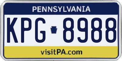 PA license plate KPG8988
