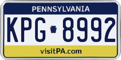 PA license plate KPG8992