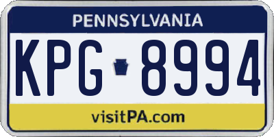 PA license plate KPG8994